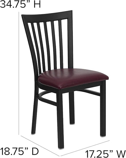 Flash Furniture HERCULES Series Black School House Back Metal Restaurant Chair - Burgundy Vinyl Seat