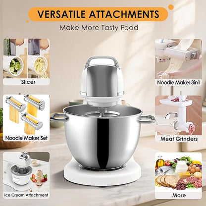 ZACME 8.4QT Commercial Stand Mixer 800W with Aluminum Die Casting Meets the Standard of NSF/ANSI 8-2023, Mixers Kitchen Electric Stand Mixer with Stainless Steel 8L Bowl, Dough Hook, Whisk and Beater