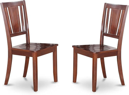 East West Furniture DUC-MAH-W Dudley Dining Room Chairs - Slat Back Wood Seat Chairs, Set of 2, Mahogany