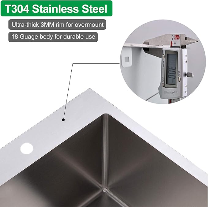 15x20 Inch Bar Sink Drop In, Topmount Small 16 Gauge 304 Stainless Steel Kitchen Sink，Single Bowl Handmade Sink for Laundry Wet Bar Prep RV Office Outdoor Yard with Grid & Drain