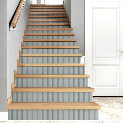 Yun-aeon Wood Slat Peel and Stick Wallpaper 17.3"x 120" Light Grey Wood Grating Stripe Contact Paper Removable Faux Wood Panels Wallpaper Self Adhesive Waterproof Vinyl Wall Paper for Bedroom Kitchen