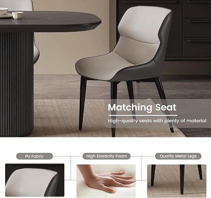 Miuuod 70.86" Grey Dining & Kitchen Table Set, Solid Kitchen Table with 4 Chairs,Large Oval Table with Round Corners for Dining Room,Home Office,Living Room Furniture,Big Family Grey