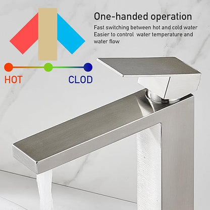 AVSIILE Vessel Sink Faucet, Brushed Nickel 1 Hole Single Handle Tall Bathroom Vanity Faucets, Modern Utility Rv Laundry Bath Restroom Mixer Tap with Metal Pop Up Drain and 2 Water Supply Lines