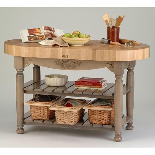 John Boos American Heritage Harvest Kitchen Island with Butcher Block Top Base Finish: Caviar Black