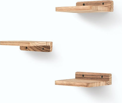 Small Floating Shelf, 5x6 Inch Display Ledges for Wall,Mini Shelves,Rustic Wood Shelf for Bedroom Living Room Bathroom Kitchen (3, Carbonized Black)