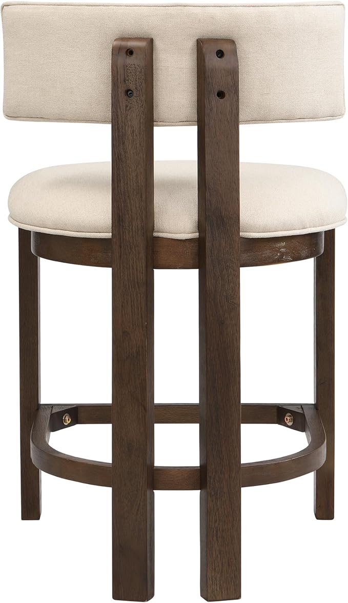 Christopher Knight Home Minso Bar Table and Chairs Set of 2, 3 Piece Bar Table Set with Upholstered Counter Stool, Rubberwood Counter Height Dining Set for 2, Walnut+Beige