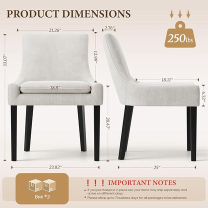 COLAMY Upholstered Dining Chairs Set of 4 with Mid Back and Wood Legs, Modern Accent Side Chairs for Living Room/Dining Room-Beige
