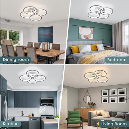 EIDISUNY Modern LED Ceiling Lights for Bedroom, Flush Mount Ceiling Light Fixtures, 45W Ceiling Lights with Remote Control&APP, Close to Ceiling Lamp for Bedroom Living Room Kitchen Office
