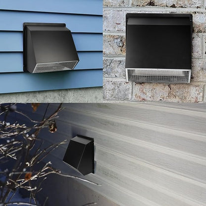 8 Inch Wall Vent Hood Wall Exhaust Vent Cover Outdoor Hooded Wall Vent with Screen and Damper,Wall Vent Cover Cap Exterior Air Exhaust for Kitchen Range Hood HVAC Duct Dryer Vent,Galvanized Steel