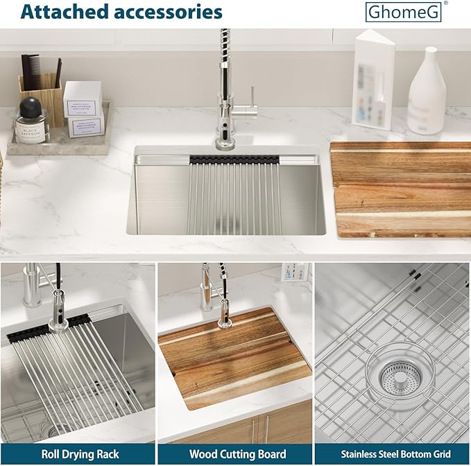 21 Laundry Sink Undermount - 21x19x12 Inch Laundry Utility Sink 12 Inch Extra Deep Single Bowl 16 Gauge Stainless Steel Kitchen Sinks Utility Room Sinks Workstation Basin