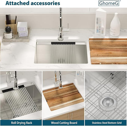 21 Laundry Sink Undermount - 21x19x12 Inch Laundry Utility Sink 12 Inch Extra Deep Single Bowl 16 Gauge Stainless Steel Kitchen Sinks Utility Room Sinks Workstation Basin