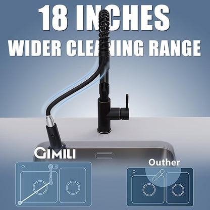 GIMILI Oil Rubbed Bronze Kitchen Faucet with Pull Down Sprayer Single Hole LED Sink Faucet, Suitable for Farmhouses, RV, Laundry Room, Outdoor, and Campers. Llave para fregadero de cocina