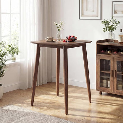 COSWTAY 36 Inch Counter Height Dining Table, Solid Rubber Wood Farmhouse Kitchen Table with Sturdy Pedestal Base, Walnut Finish