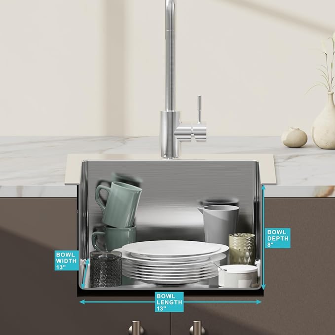 15" x 17" Drop in Bar Sink 304 Stainless Steel Single Bowl Kitchen Sink with Drain Kit, Brushed