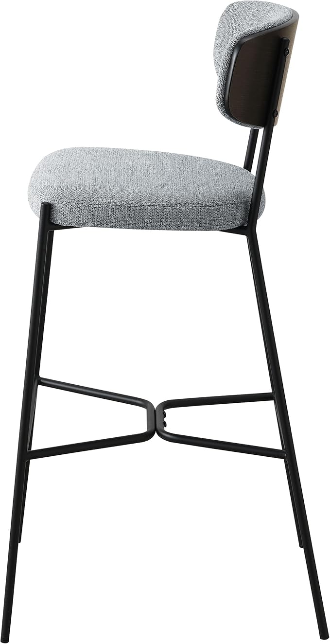 Coaster Home Furnishings - Elison - Set of 2 Pub Height Bar Stools with Foam Cushioned Seat and Geometric Detail Footrest - Mid-Century Modern - Dining Room & Kitchen - Gray & Black - 182647
