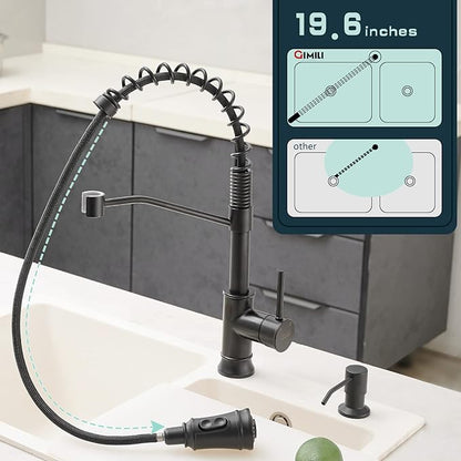 GIMILI Matte Black Touchless Kitchen Sink Faucet with Pull Down Sprayer, Motion Sensor Smart Activated Hands-Free Single Handle Kitchen Faucet