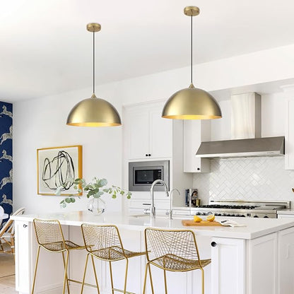 Gold Pendant Light 15.7", Modern Pendant Lights Kitchen Island, Large Farmhouse Hanging Lamp for Dining Room Bedroom Hallway Bar