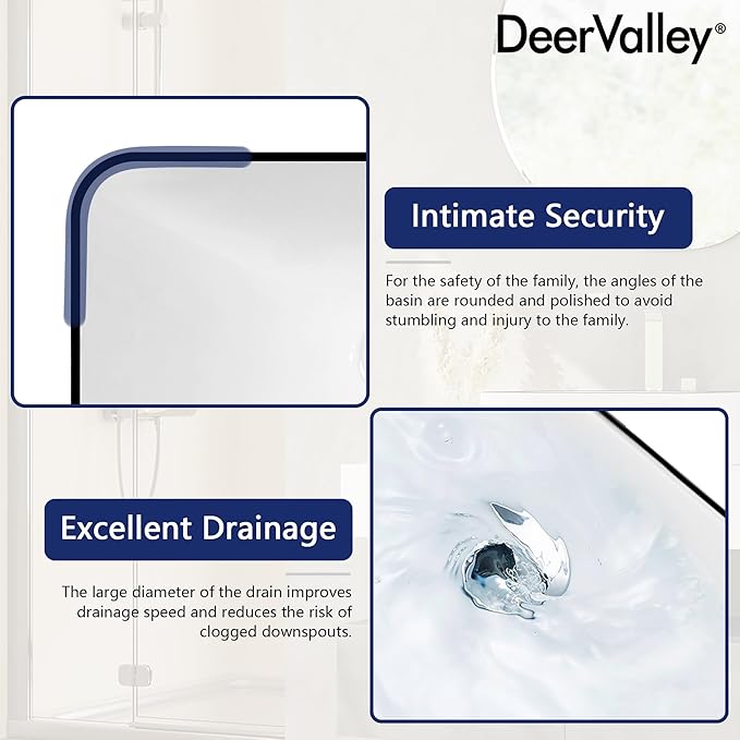 DeerValley Liberty 16x12 Inch Rectangular Vessel Sink, White Ceramic Bathroom Sink with Black Striped Border, Above Counter Basin, DV-1V0317