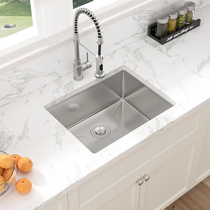 Sarlai 21 Undermount Bar Sink - 21"x18" Undermount Kitchen Sink Single Bowl 16 Gauge Stainless Steel Bar Prep Sink Small Kitchen Sink 10 deep