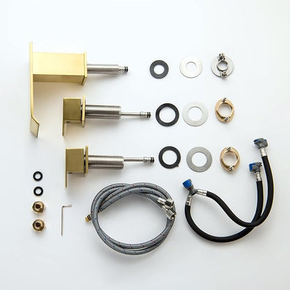 Roman Tub Faucet Brushed Gold Deck Mount Waterfall Bathtub Faucet 2 Handles High Flow Bath Tub Faucet Set