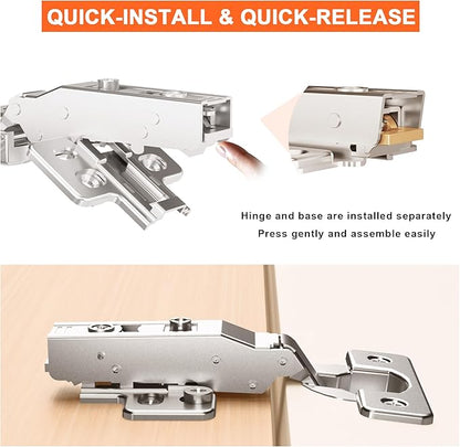 Kimdot 2-Pack High-Performance Frameless Full Overlay Soft Close Cabinet Hinges, Clip-On Self-Closing European Hinges, Cabinet Door Hinges with Screws,Concealed Kitchen Hinges for Modern funiture