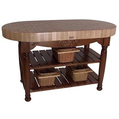 John Boos American Heritage Harvest Kitchen Island with Butcher Block Top Base Finish: Caviar Black