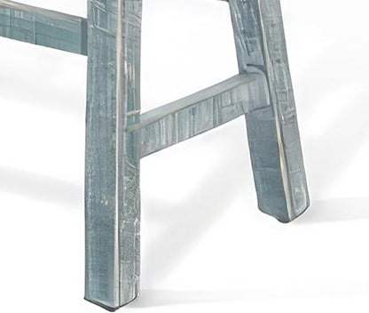 Rena Bar Height Bench- 33 Inch Rustic Seagrass Green Mahogany Wood