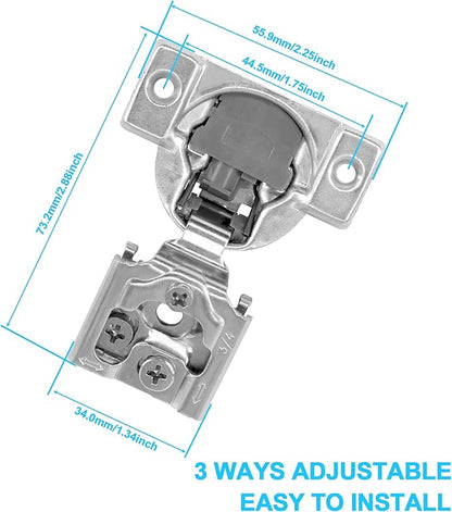 3/4 Inch Overlay Soft Close Cabinet Hinges, 10 Pack Slow Soft Close Hinges for Kitchen Cabinets Satin Nickel Hidden Self Closing Kitchen Cabinet Hinges for Cupboard