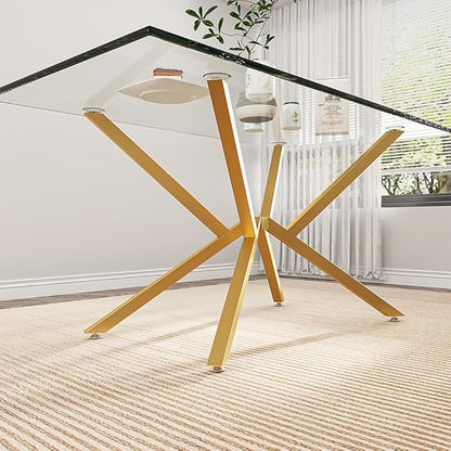 30 Inch Metal Table Base for Dining Room, Heavy Duty Table Legs for Glass, Marble, and Wood Tops, Furniture Legs for Home,Kitchen,Office (Gold)