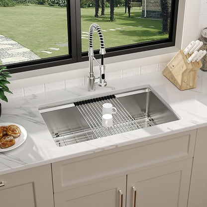 30 Inch Undermount Kitchen Sink -30x19 Undermount Ledge Workstation Sinks 16 Gauge T304 Stainless Steel Single Bowl Under Counter Kitchen Sinks Basin