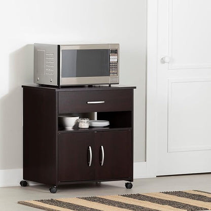 South Shore Axess Microwave Cart on Wheels, Chocolate