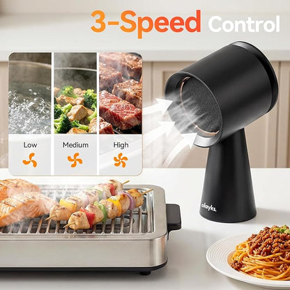 Portable Range Hood, Desktop Range Hood with 3 Speed Exhaust Fan, Advanced 5-Layer Filtration, Large Oil Collection Cup, Portable Kitchen Exhaust Fan for Dorm, RV, Indoor BBQ, Hot Pot, Wired