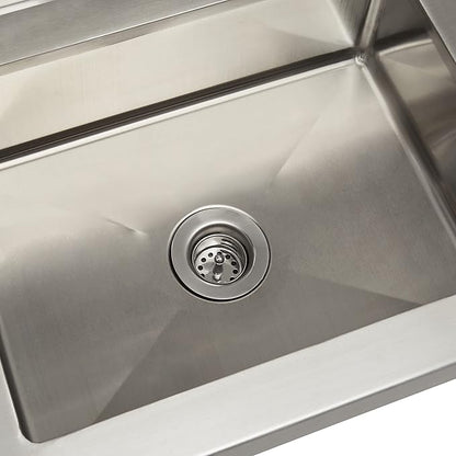 Rockpoint 304 Stainless Steel Handmake Sink for Washing with Faucet and Side Splash, Commercial Wall Mount Hand Basin for Restaurant, Kitchen and Home, 17 x 15 Inches, Silver