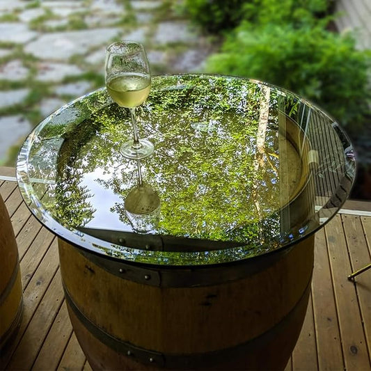 27" Inch Round Glass Table Top 1/2" Thick Tempered Beveled Edge by Fab Glass and Mirror