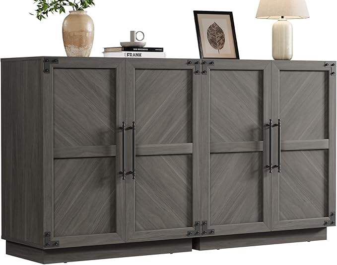 SICOTAS Sideboard Buffet Cabinet with Storage – Large Farmhouse Credenza with Doors & Adjustable Shelves for Living Room, Entryway