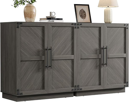 SICOTAS Sideboard Buffet Cabinet with Storage – Large Farmhouse Credenza with Doors & Adjustable Shelves for Living Room, Entryway