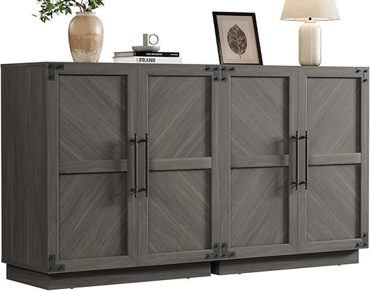 SICOTAS Sideboard Buffet Cabinet with Storage – Large Farmhouse Credenza with Doors & Adjustable Shelves for Living Room, Entryway