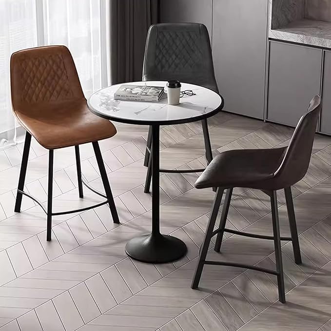 Faux Leather Counter Height Stools with Back, Upholstered Chairs for Kitchen Island Dining,Black-Sitting Height 75cm
