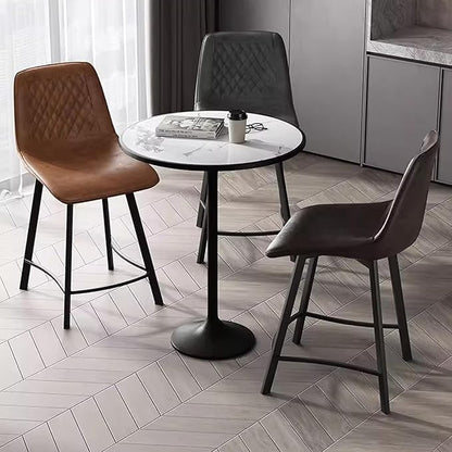 Faux Leather Counter Height Stools with Back, Upholstered Chairs for Kitchen Island Dining,Black-Sitting Height 75cm