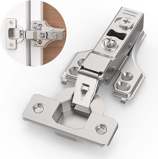 25 Pairs 50 Packs Half Overlay Hinge, Partial 1/4 inch Small Overlay Cabinet Hinges,Face Frame Soft Close Cabinet Hinges with Damper, Concealed Hinge for Frameless & Face Frame Cabinets