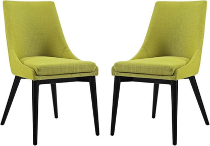 Modway Viscount Mid-Century Modern Upholstered Fabric Two Dining Chairs in Wheatgrass