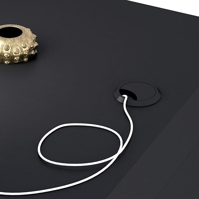 Mobili Fiver, Evolution Dining Table 47.2 x 23.6 in, with Wireless Charger, Ashwood Black with One Leg, Made in Italy