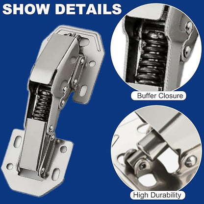 4PCS Soft Close Cabinet Hinge, No Pre-Drilled Cabinet Hinges, Surface Mount Kitchen Cabinet Hinges for Cabinet Doors with Screws