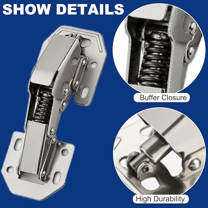 10PCS Soft Close Cabinet Hinge, No Pre-Drilled Cabinet Hinges, Surface Mount Kitchen Cabinet Hinges for Cabinet Doors with Screws