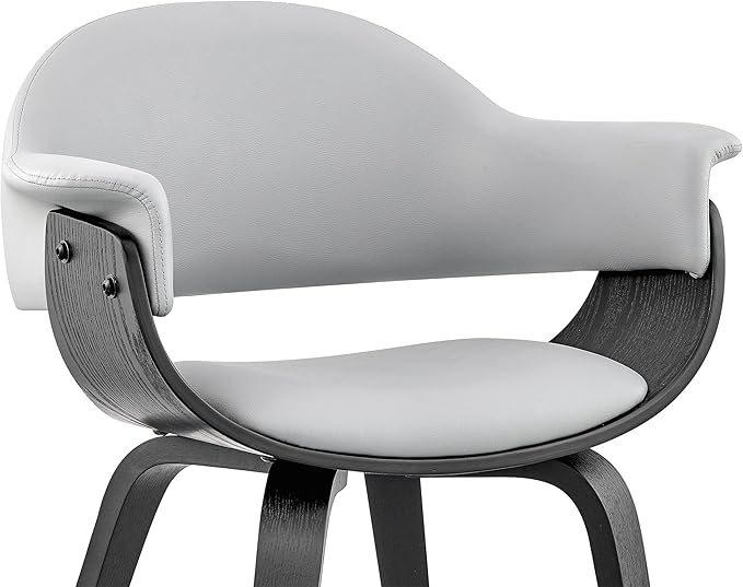 Armen Living Adalyn Faux Leather and Wood Dining Room Accent Chair, Gray/Black 19D x 25W x 30H in