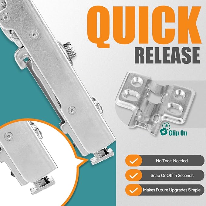 HBL' 4 Pack Soft Close Cabinet Hinges European Kitchen Cabinet Hinges for Frameless Cabinet Door, 35MM Quick Release Cup Hinges, 110° Half Overlay, 3D Adjustable and Slow Close Hinges