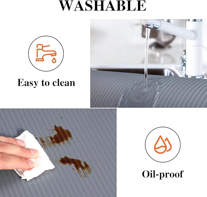 Mcrbeay Shelf Liners for Kitchen Cabinets, 20Inch x 20Ft, Non Adhesive Shelf Liner, Non-Slip Kitchen Drawer Liners, Waterproof Durable Cabinet Liners for Shelves, Refrigerator, Pantry, Dark Gray