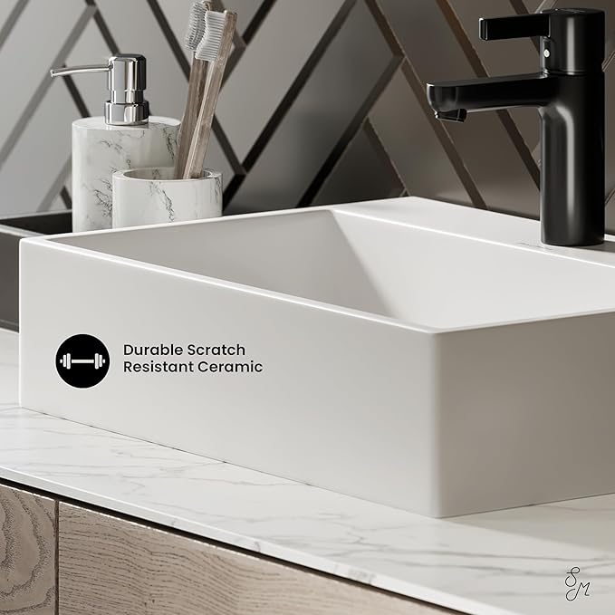 Swiss Madison SM-VS203 Claire 20" Rectangle Vessel Sink, Glossy White
