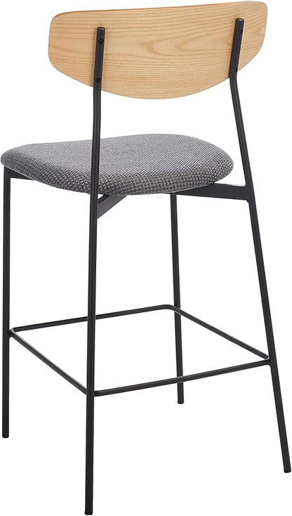 SAFAVIEH Home Collection Ryker Oak/Grey 26-inch Kitchen Island Breakfast Nook Counter Stool (Fully Assembled)