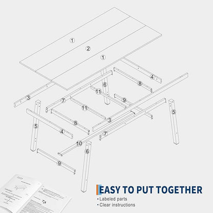 GarveeHome 70.87 Inch Rectangular Dinner Table for 6-8, Industrial Dining Table for Kitchen & Dining Room, Heavy Duty Metal Frame, Natural
